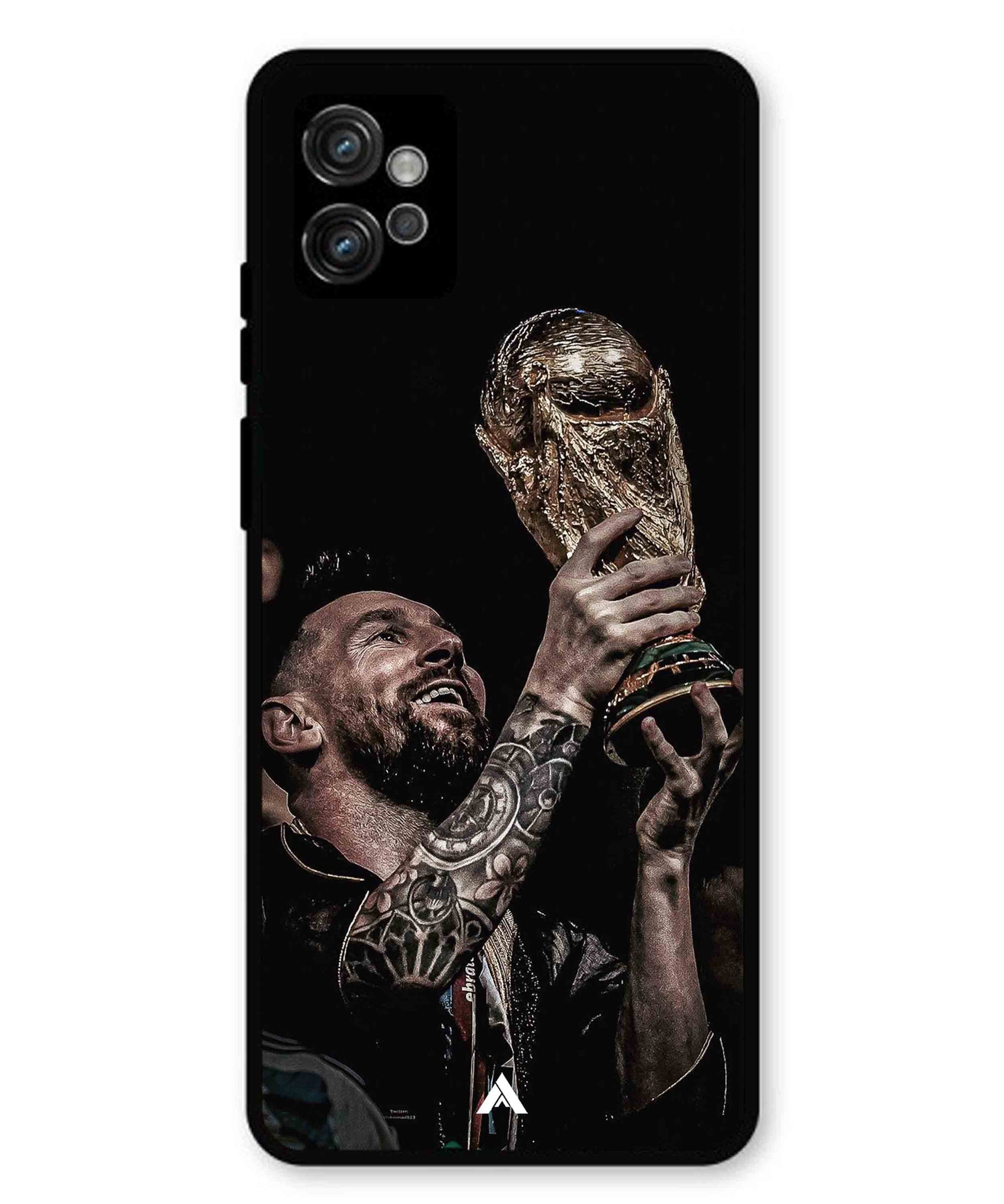 Messi Cup Football Aesthetic Metal Back Cover Phone Case for Moto G32