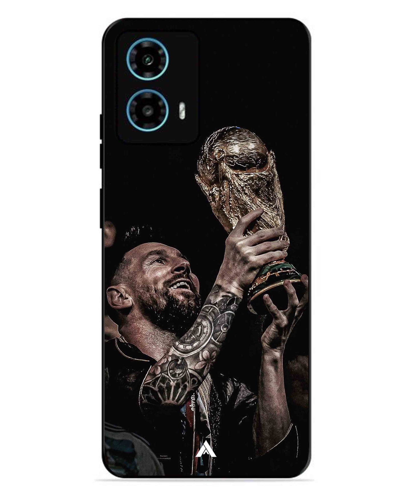 Messi Cup Football Aesthetic Metal Back Cover Phone Case for Moto G34