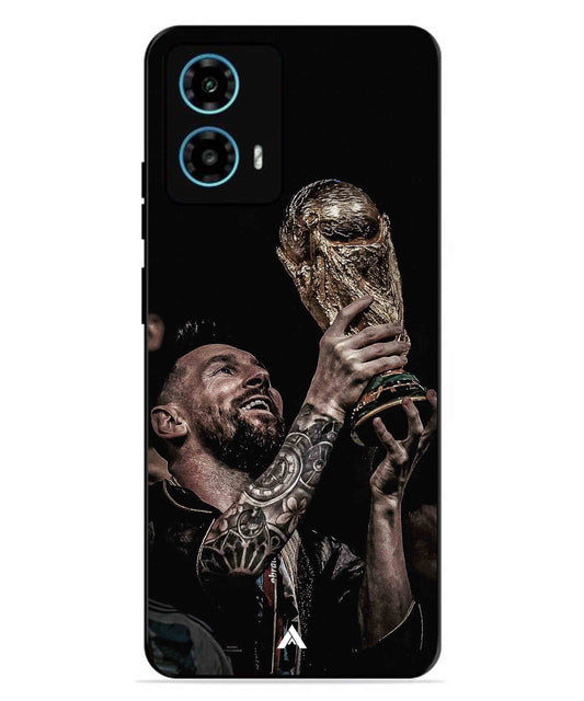 Messi Cup Football Aesthetic Metal Back Cover Phone Case for Moto G34
