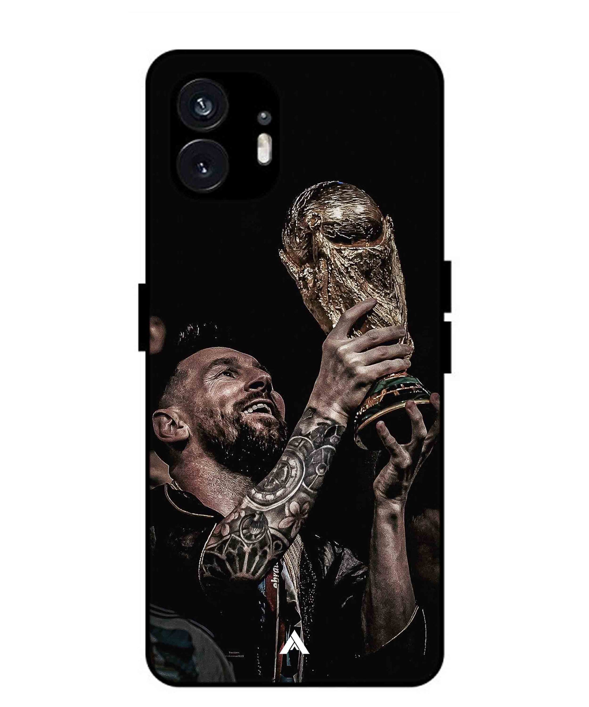Messi Cup Football Aesthetic Metal Back Cover Phone Case for Nothing Phone 2