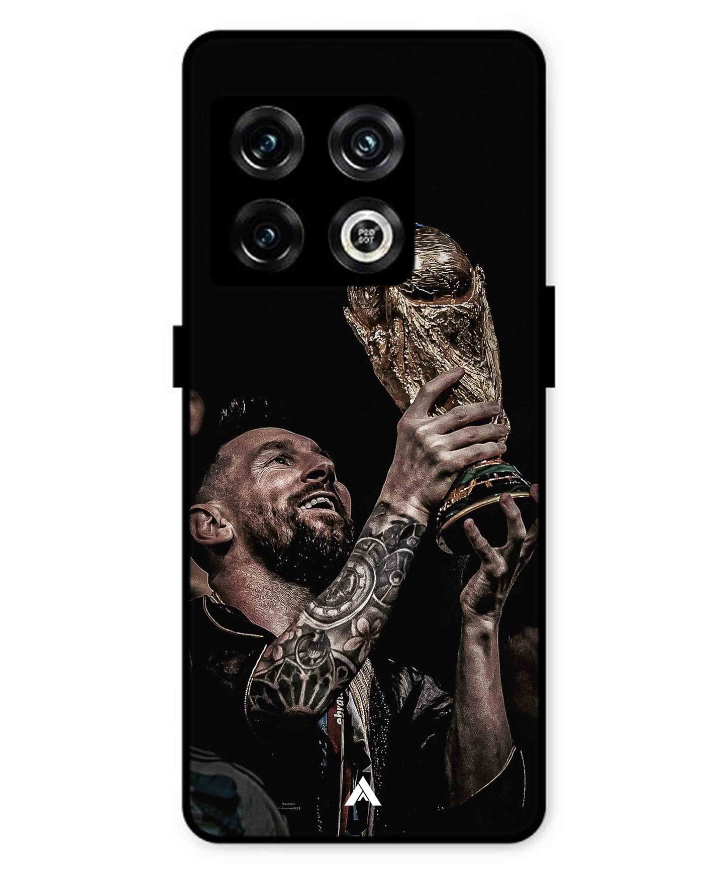 Messi Cup Football Aesthetic Metal Back Cover Phone Case for Oneplus 10 Pro
