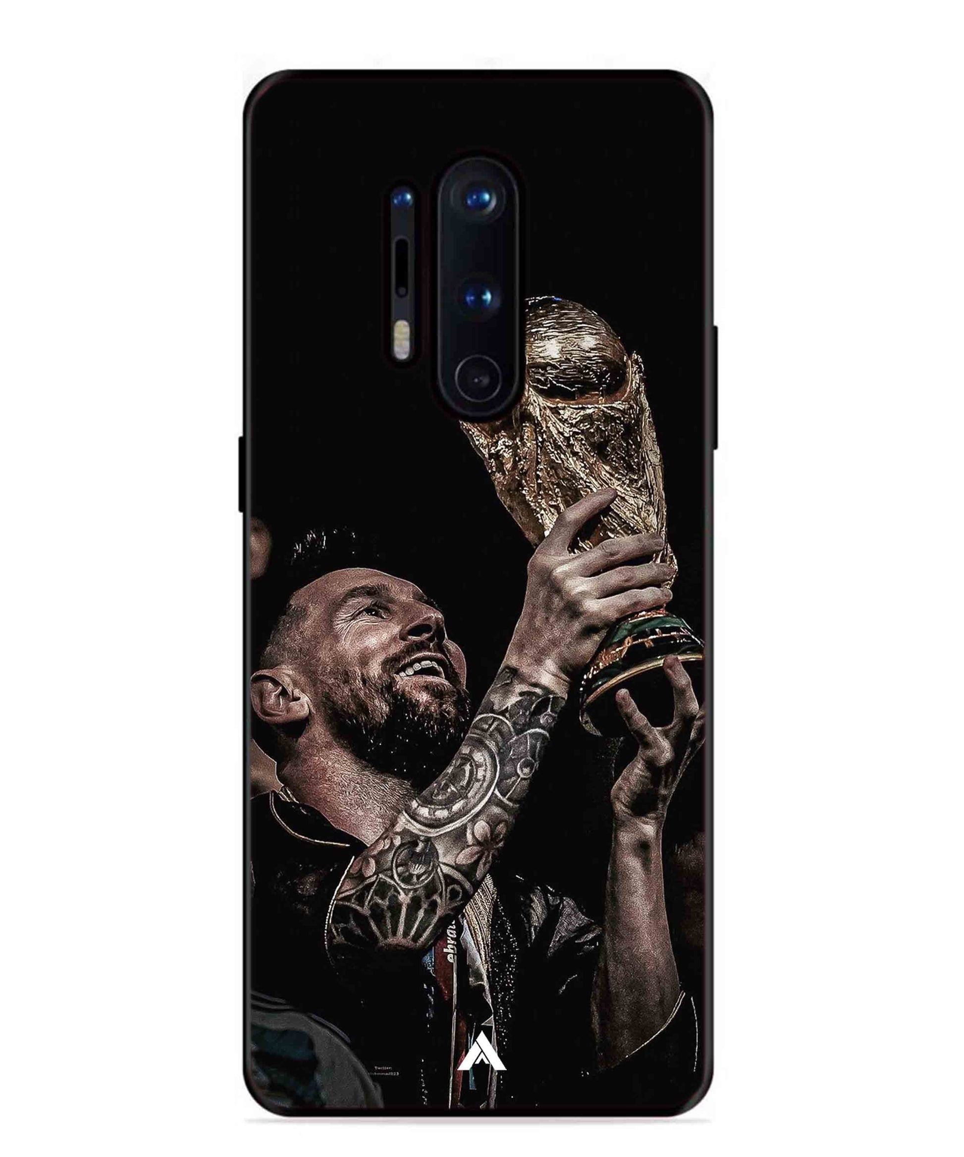 Messi Cup Football Aesthetic Metal Back Cover Phone Case for Oneplus 8 Pro