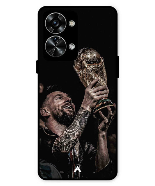 Messi Cup Football Aesthetic Metal Back Cover Phone Case for Oneplus Nord 2T