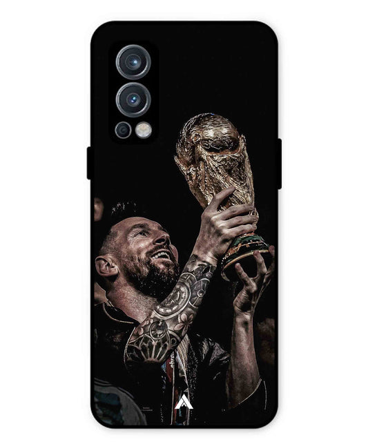 Messi Cup Football Aesthetic Metal Back Cover Phone Case for Oneplus Nord 2
