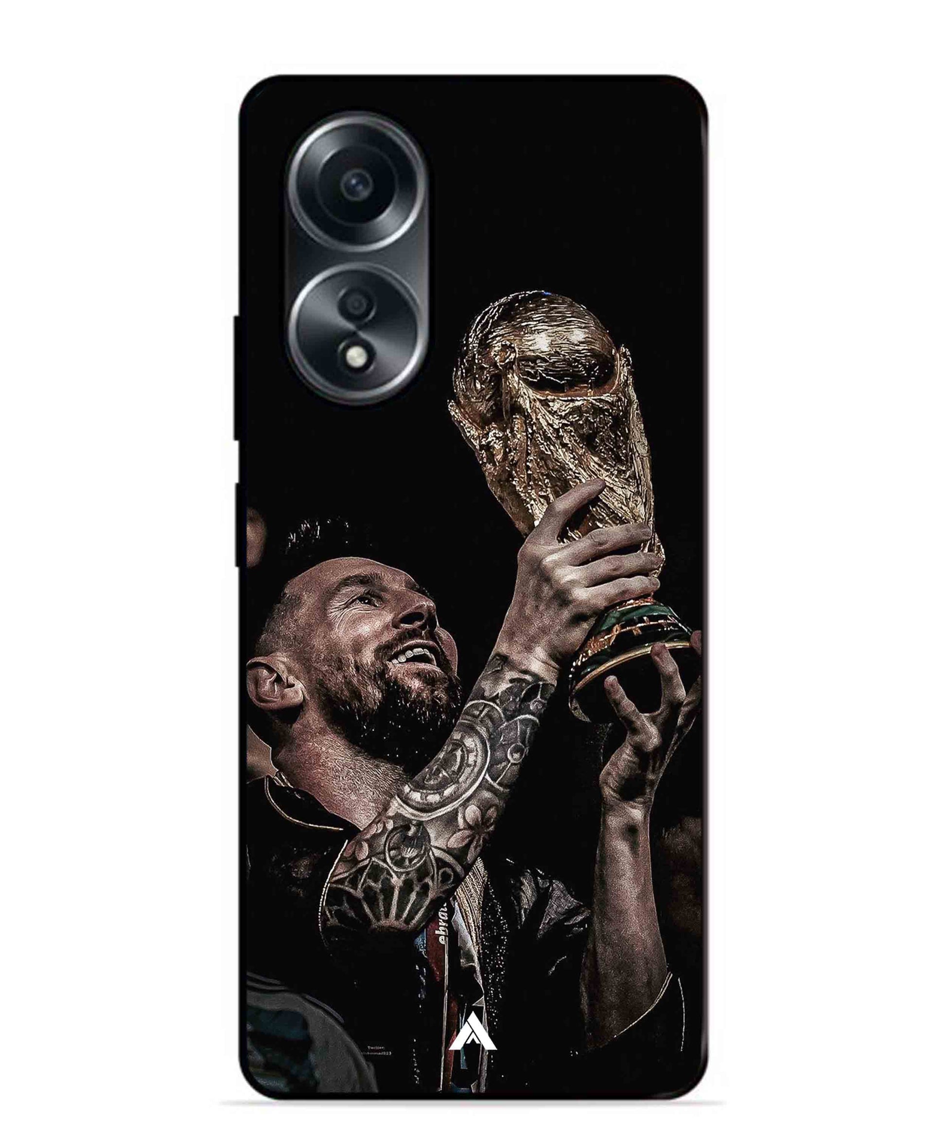 Messi Cup Football Aesthetic Metal Back Cover Phone Case for Oppo A58