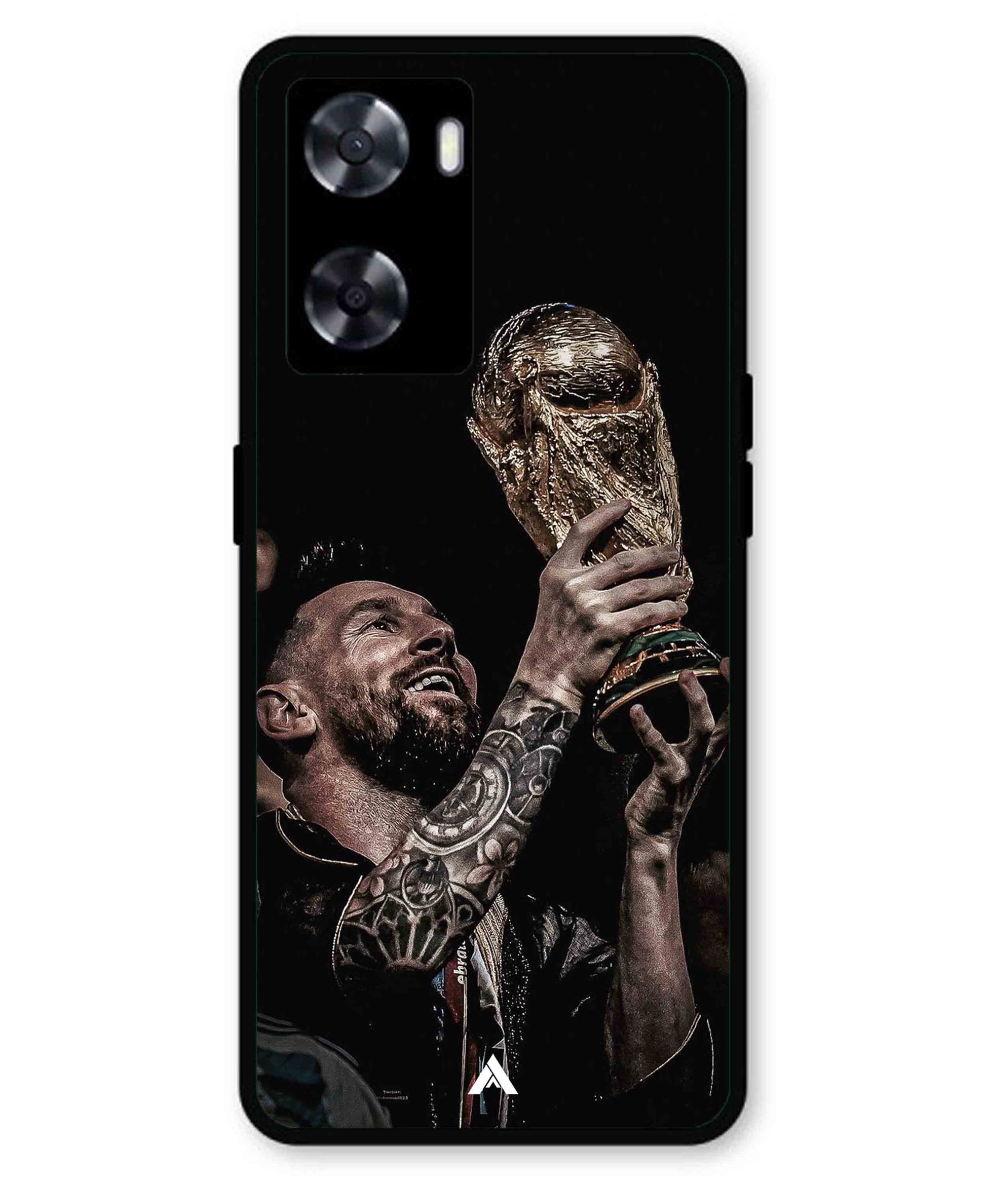 Messi Cup Football Aesthetic Metal Back Cover Phone Case for Oppo A77
