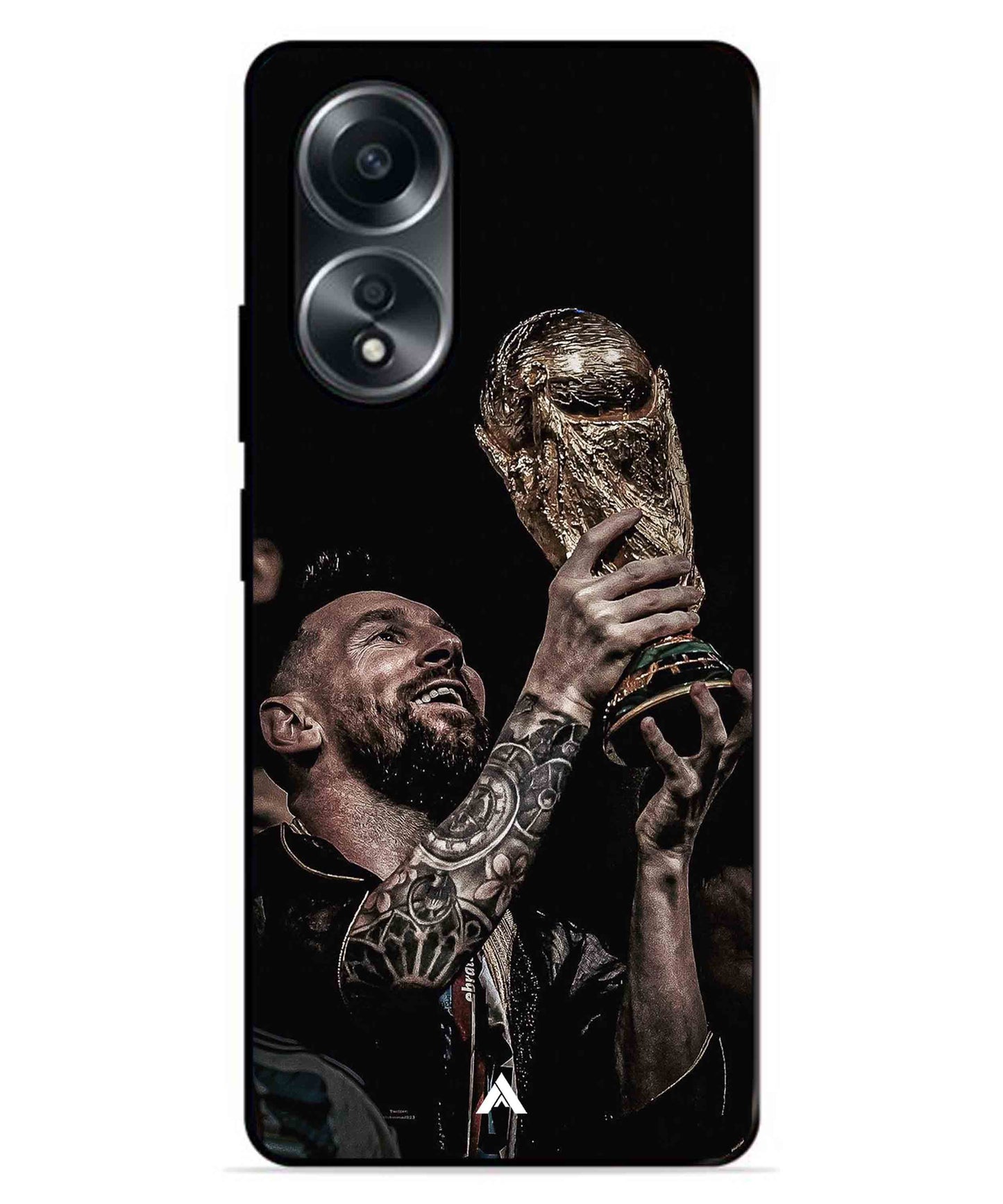 Messi Cup Football Aesthetic Metal Back Cover Phone Case for Oppo A78