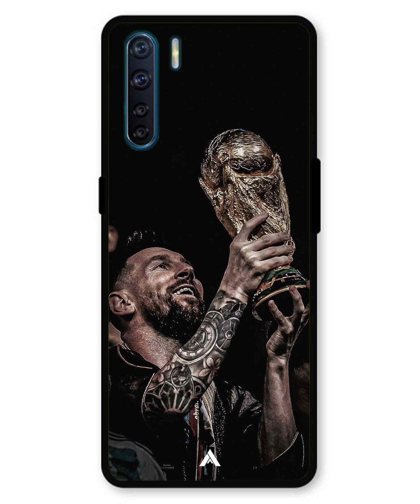 Messi Cup Football Aesthetic Metal Back Cover Phone Case for Oppo A91