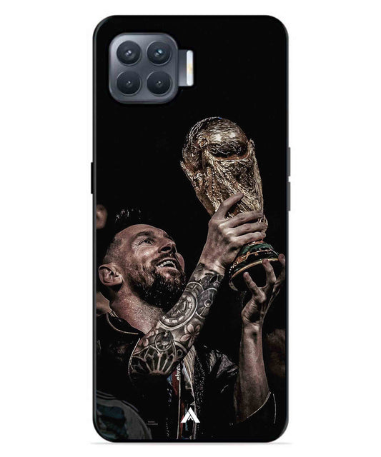 Messi Cup Football Aesthetic Metal Back Cover Phone Case for Oppo F17 Pro