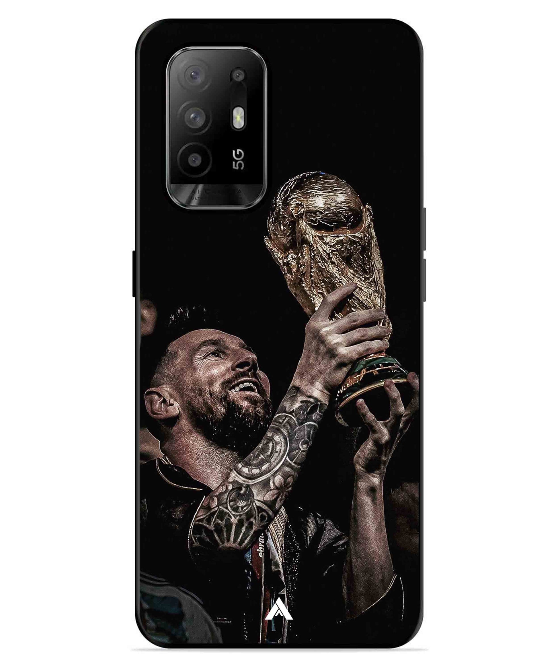 Messi Cup Football Aesthetic Metal Back Cover Phone Case for Oppo F19 Pro Plus