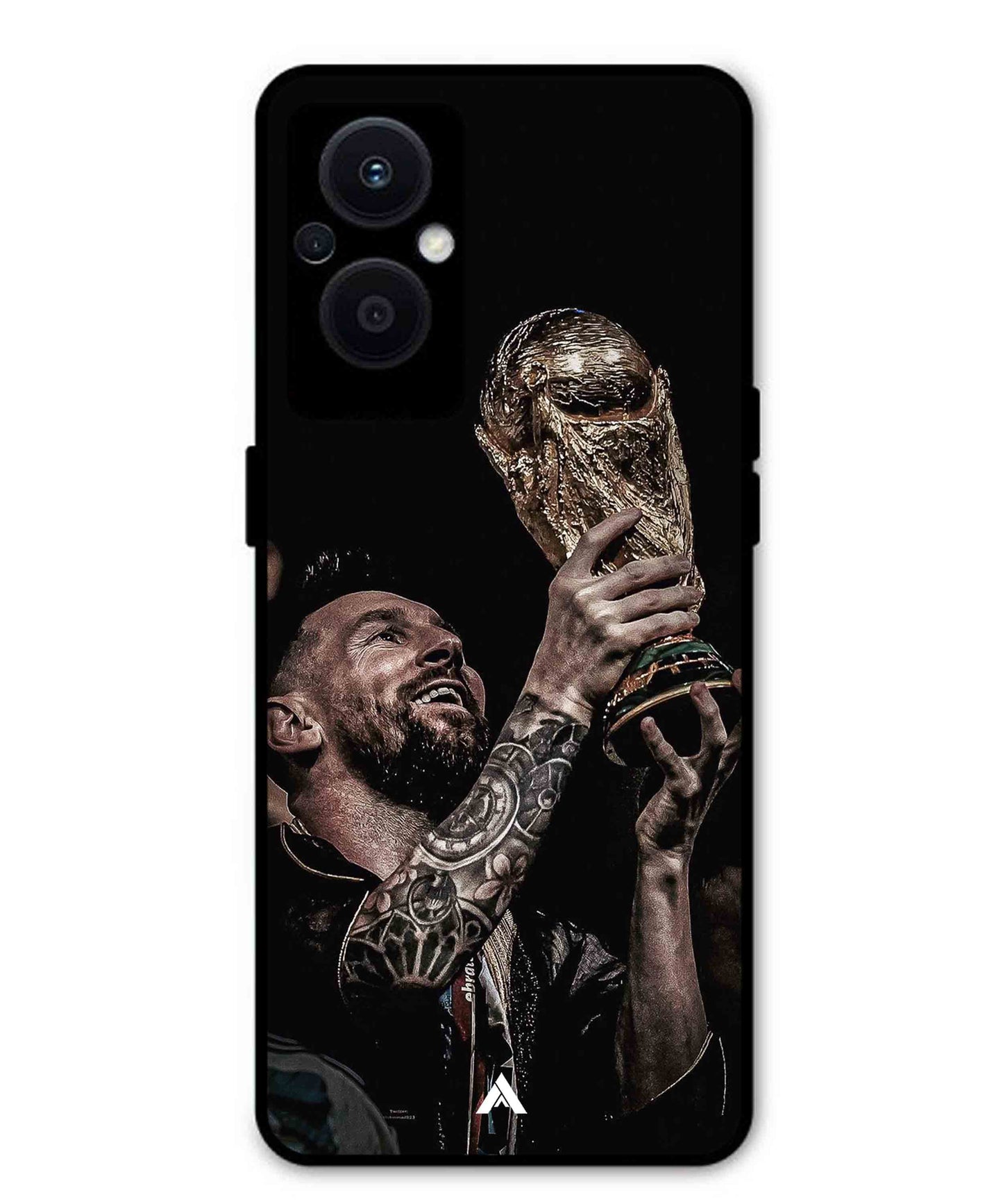 Messi Cup Football Aesthetic Metal Back Cover Phone Case for Oppo F21 Pro 5G