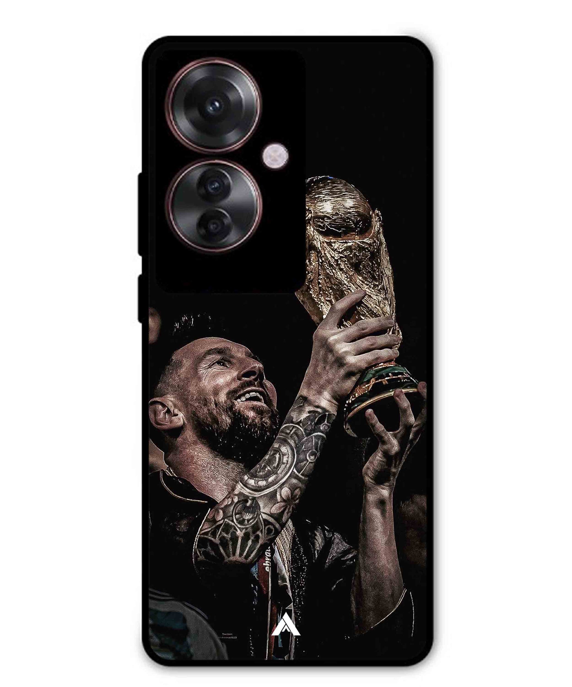 Messi Cup Football Aesthetic Metal Back Cover Phone Case for Oppo F25 Pro