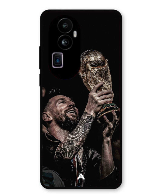 Messi Cup Football Aesthetic Metal Back Cover Phone Case for Oppo Reno 10 Pro Plus
