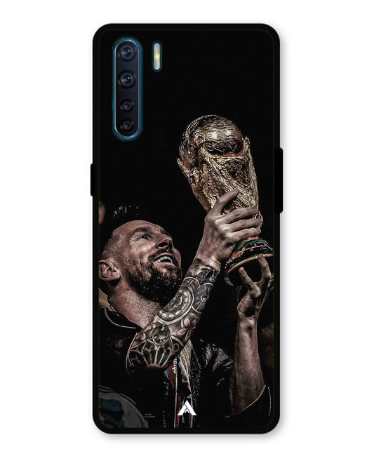 Messi Cup Football Aesthetic Metal Back Cover Phone Case for Oppo Reno 3