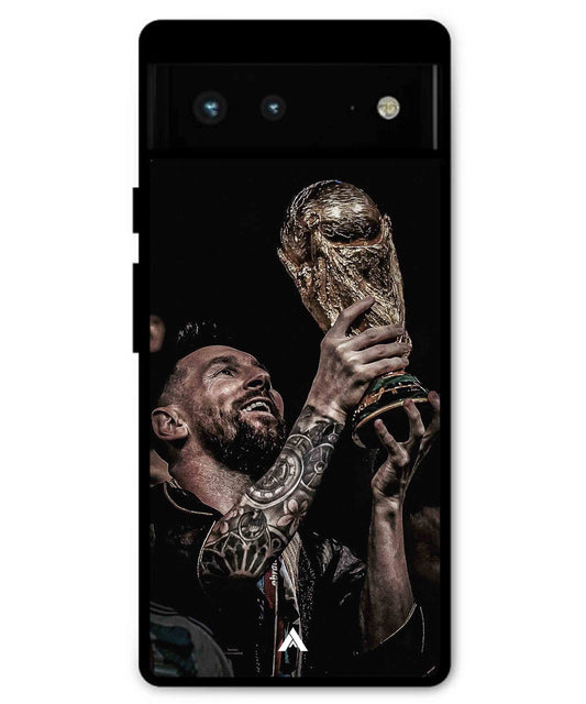 Messi Cup Football Aesthetic Metal Back Cover Phone Case for Pixel 6A