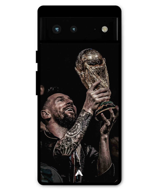 Messi Cup Football Aesthetic Metal Back Cover Phone Case for Pixel 6 Pro