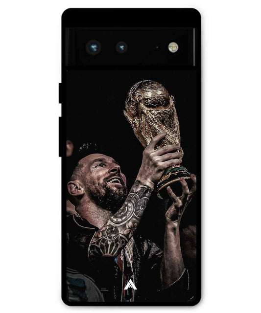 Messi Cup Football Aesthetic Metal Back Cover Phone Case for Pixel 7