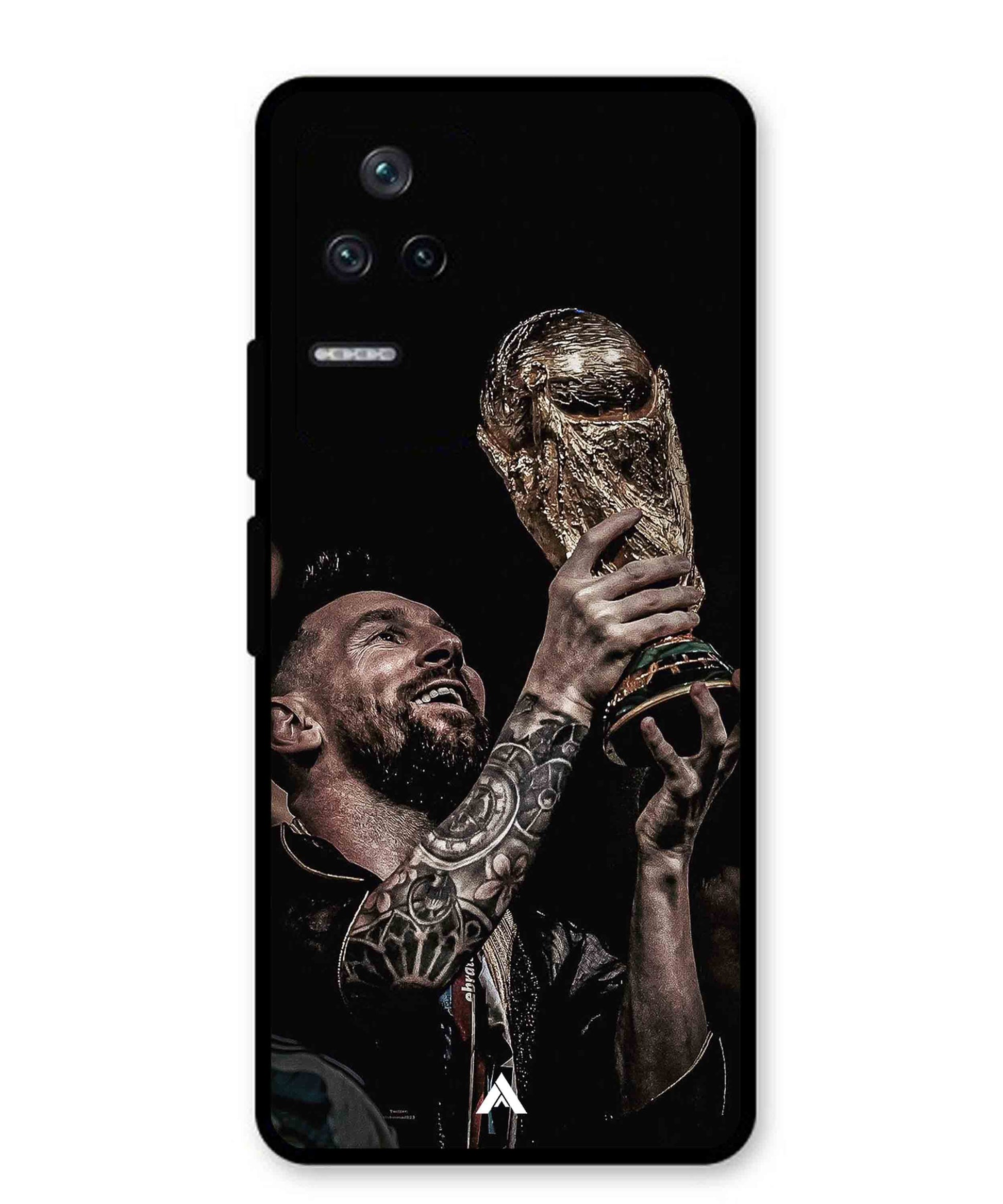 Messi Cup Football Aesthetic Metal Back Cover Phone Case for Poco F4
