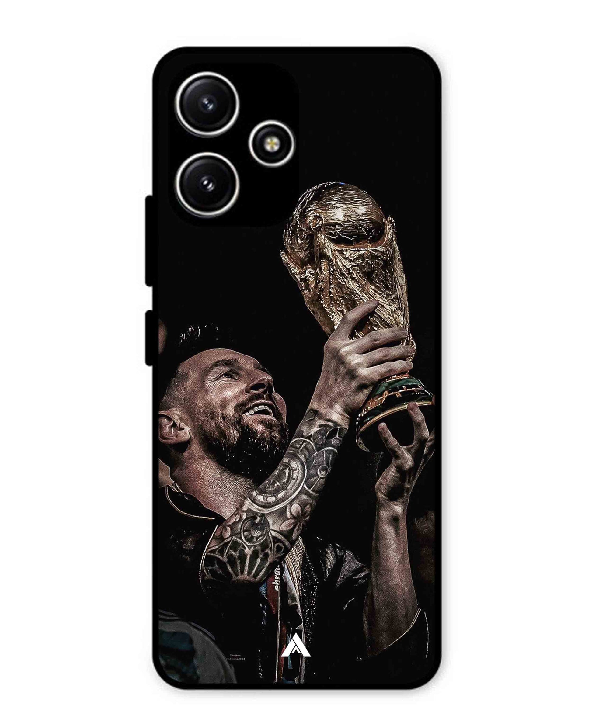 Messi Cup Football Aesthetic Metal Back Cover Phone Case for Poco M6 Pro