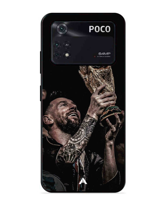 Messi Cup Football Aesthetic Metal Back Cover Phone Case for Poco X4 Pro