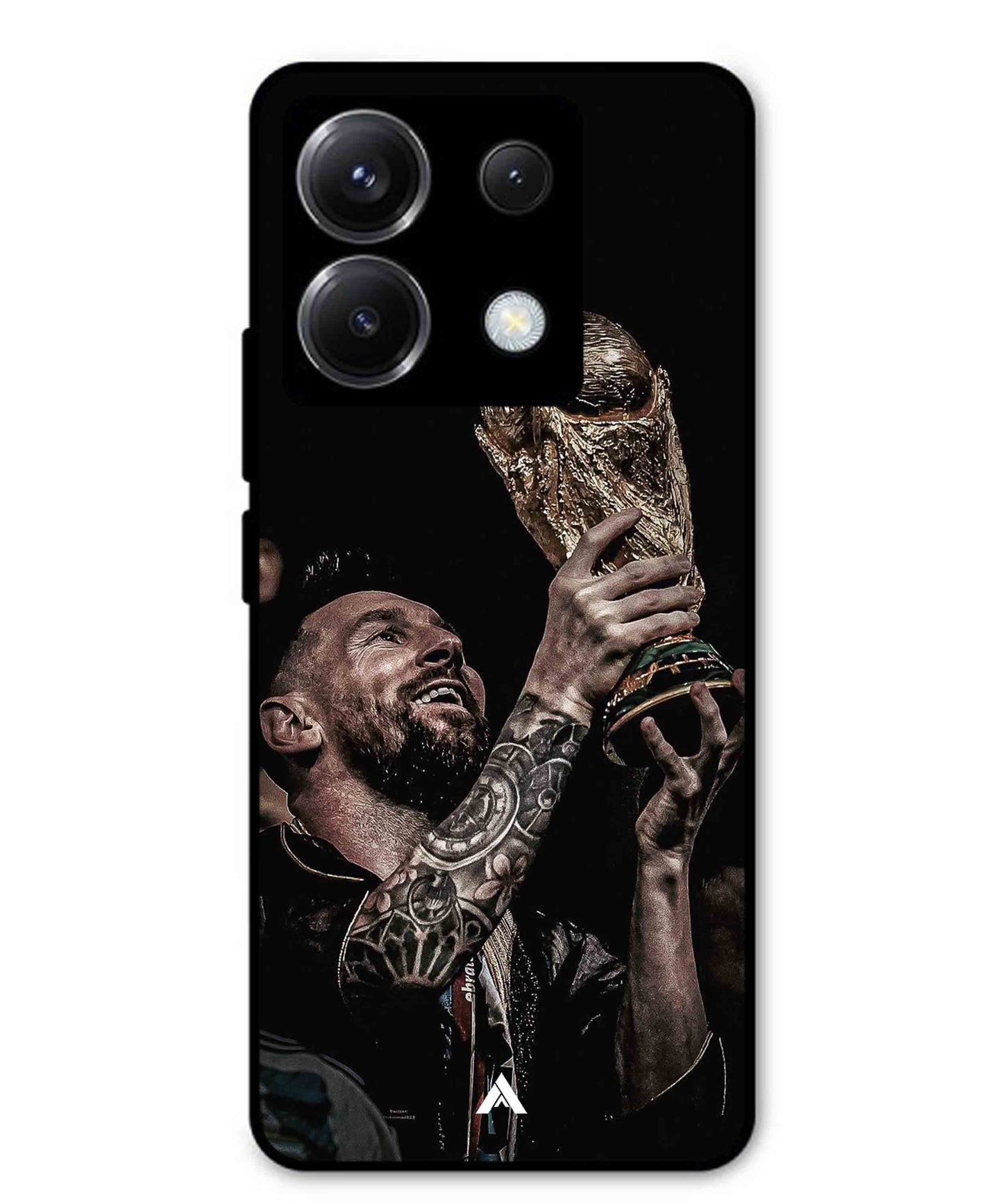 Messi Cup Football Aesthetic Metal Back Cover Phone Case for Poco X6