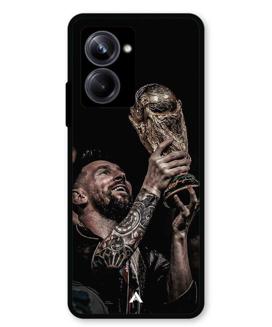 Messi Cup Football Aesthetic Metal Back Cover Phone Case for Realme 10 Pro
