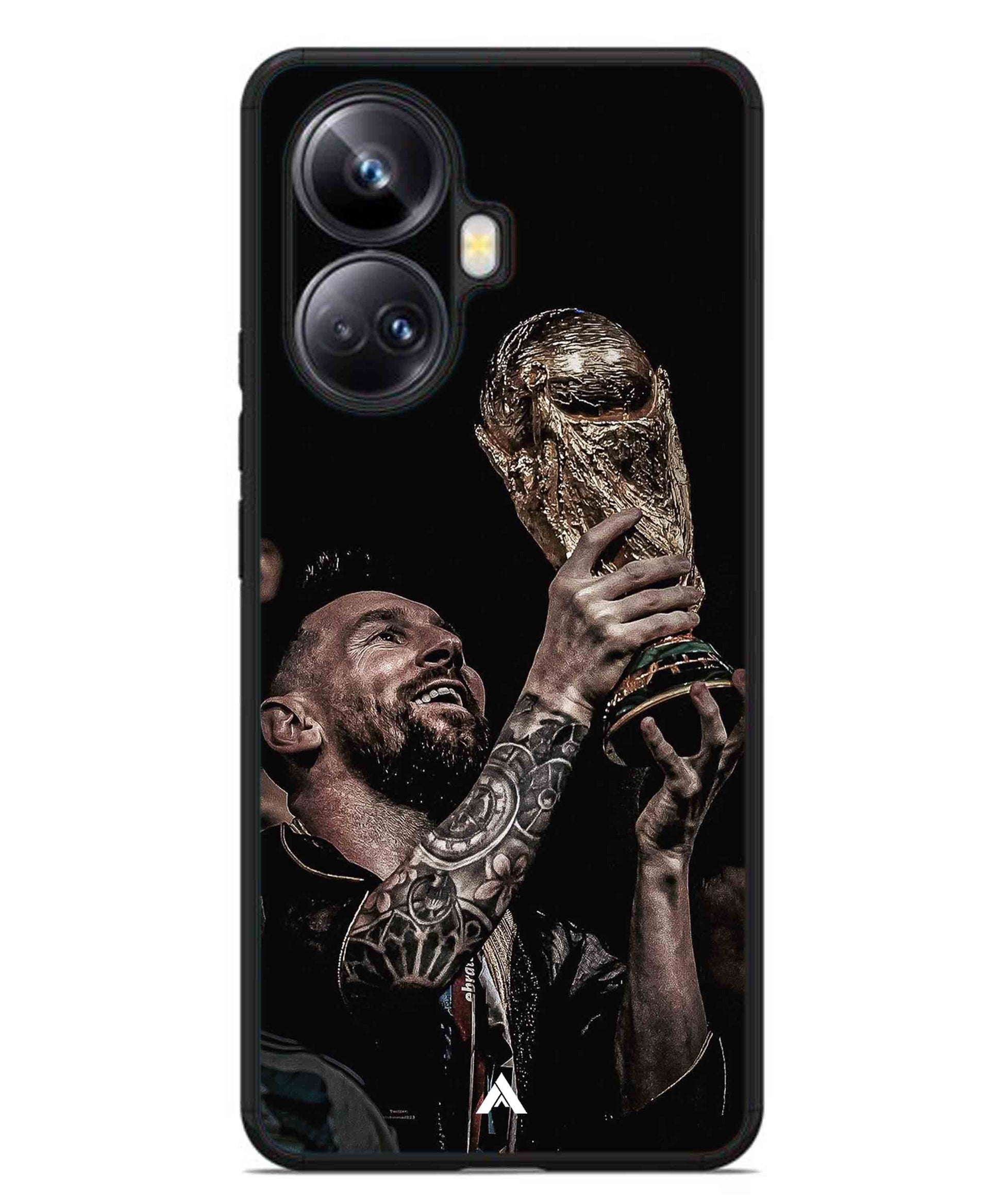 Messi Cup Football Aesthetic Metal Back Cover Phone Case for Realme 10 Pro Plus