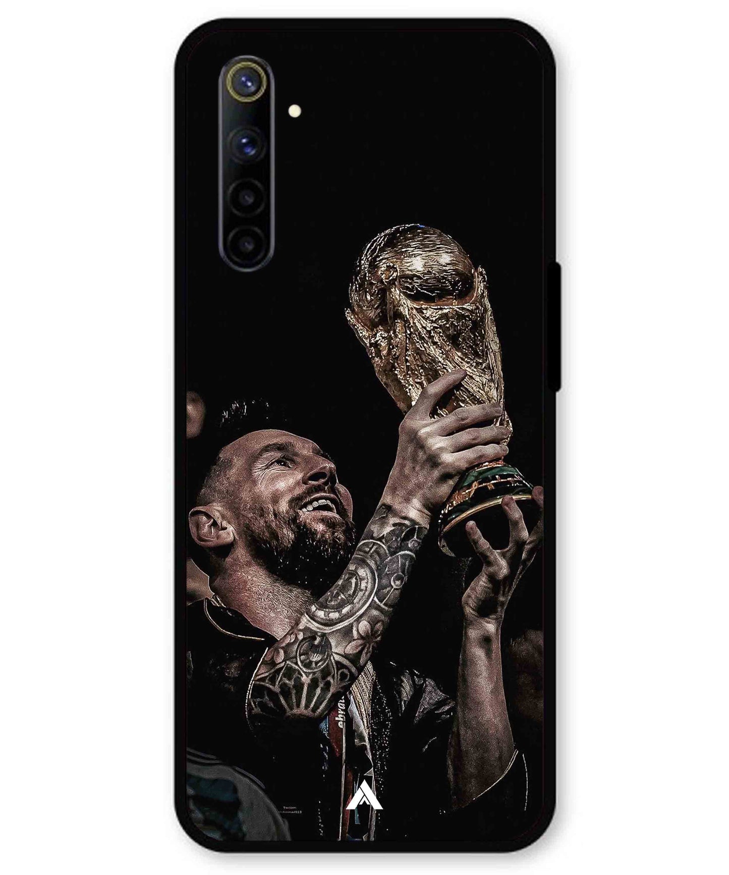 Messi Cup Football Aesthetic Metal Back Cover Phone Case for Realme 6