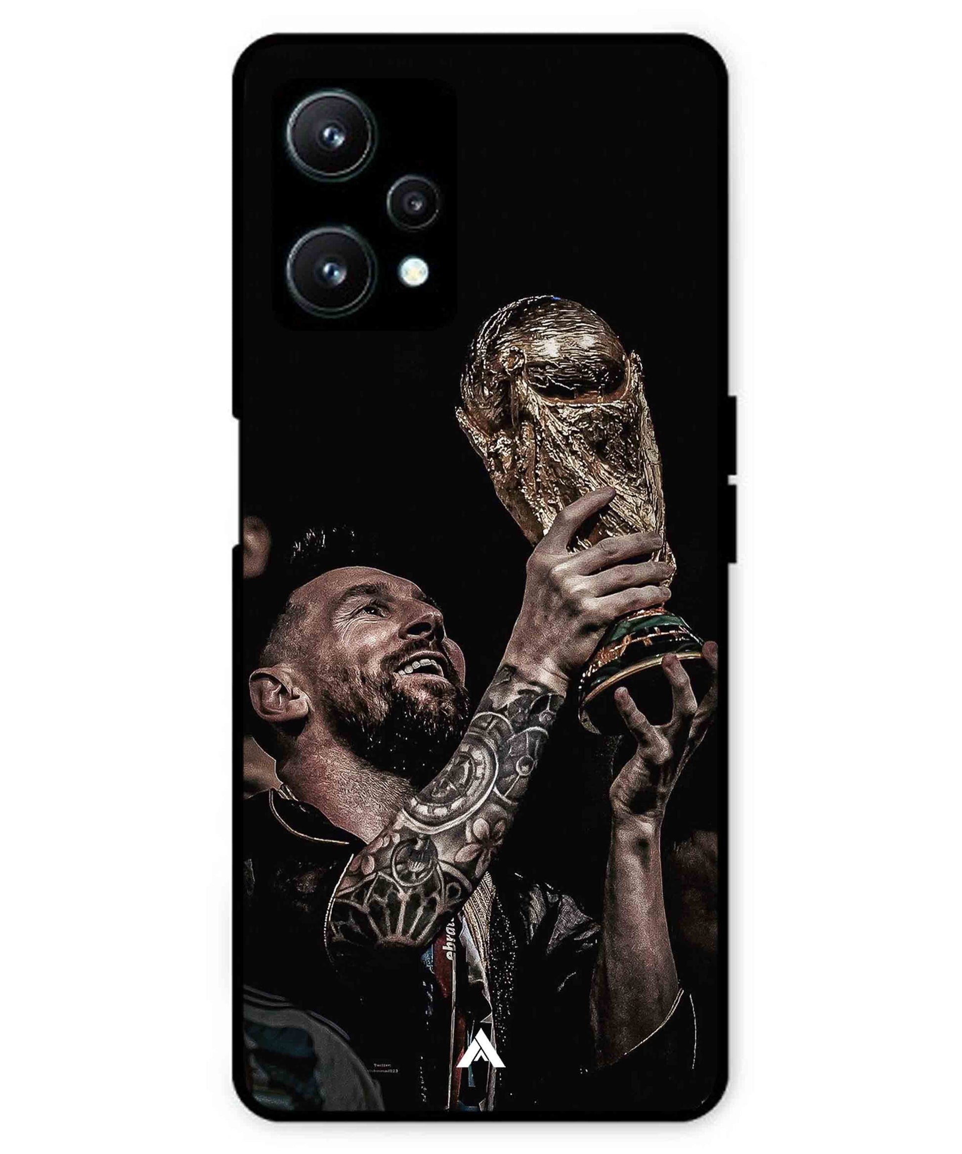 Messi Cup Football Aesthetic Metal Back Cover Phone Case for Realme 9 SE