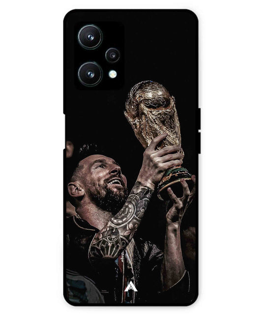 Messi Cup Football Aesthetic Metal Back Cover Phone Case for Realme 9 SE