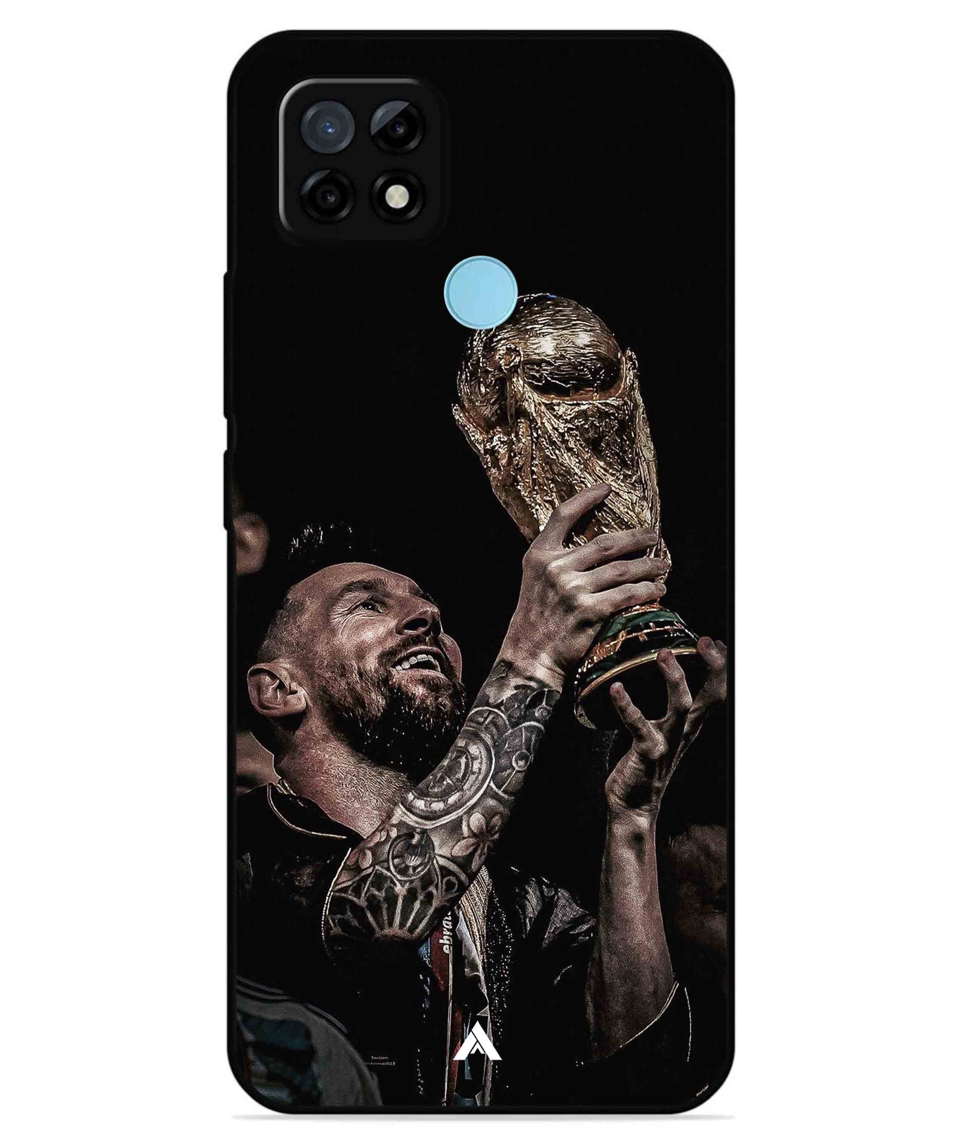 Messi Cup Football Aesthetic Metal Back Cover Phone Case for Realme C21