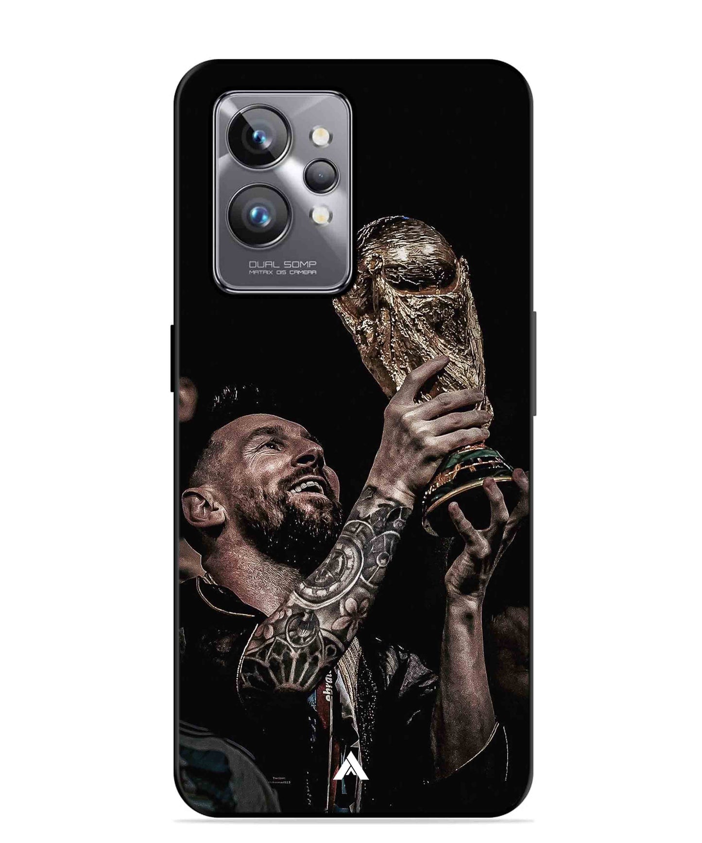 Messi Cup Football Aesthetic Metal Back Cover Phone Case for Realme GT 2 Pro