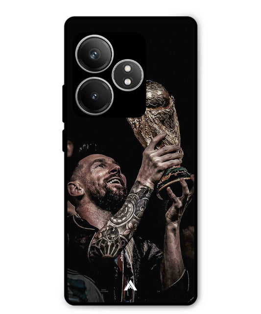 Messi Cup Football Aesthetic Metal Back Cover Phone Case for Realme GT 6T