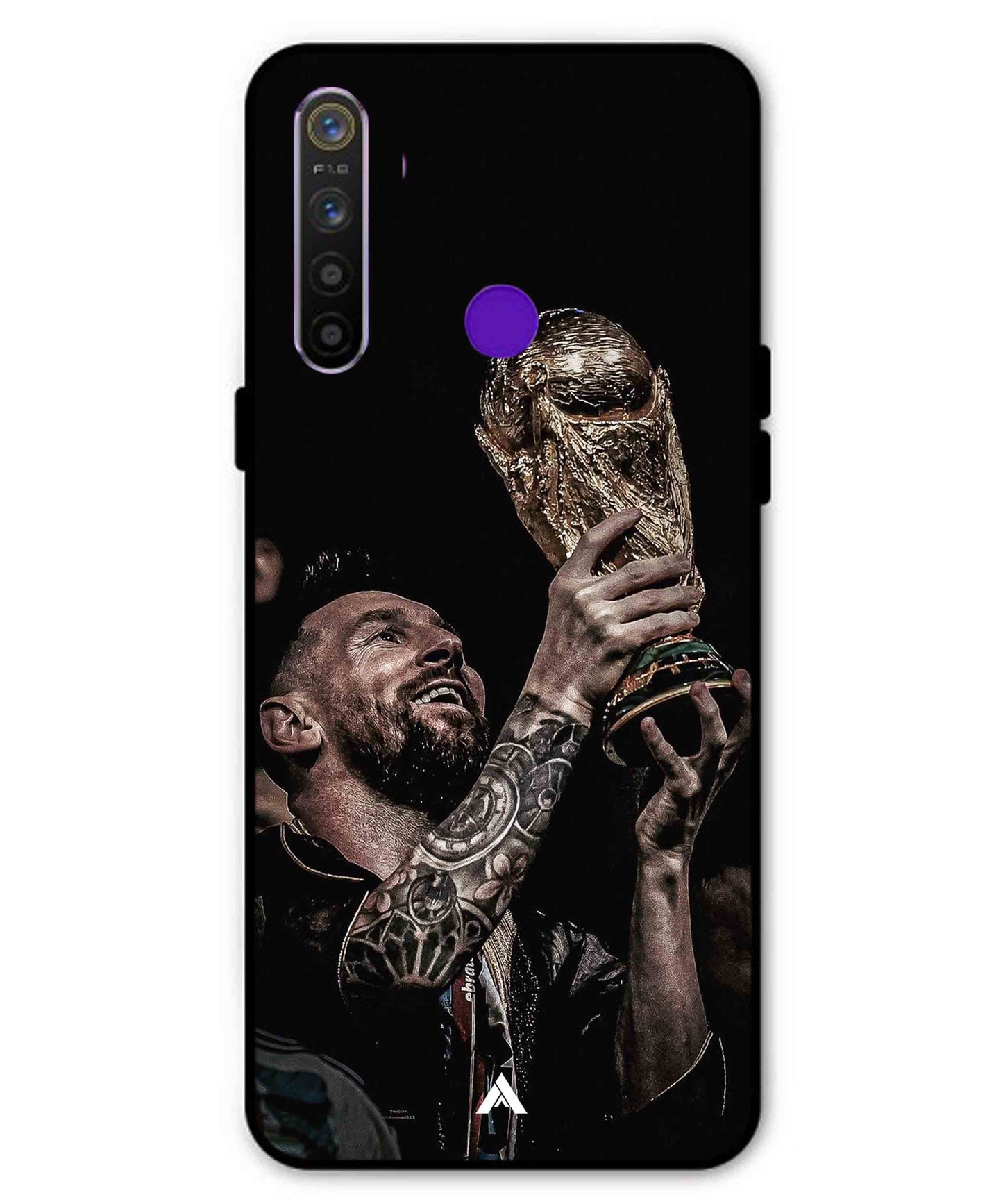 Messi Cup Football Aesthetic Metal Back Cover Phone Case for Realme Narzo 10