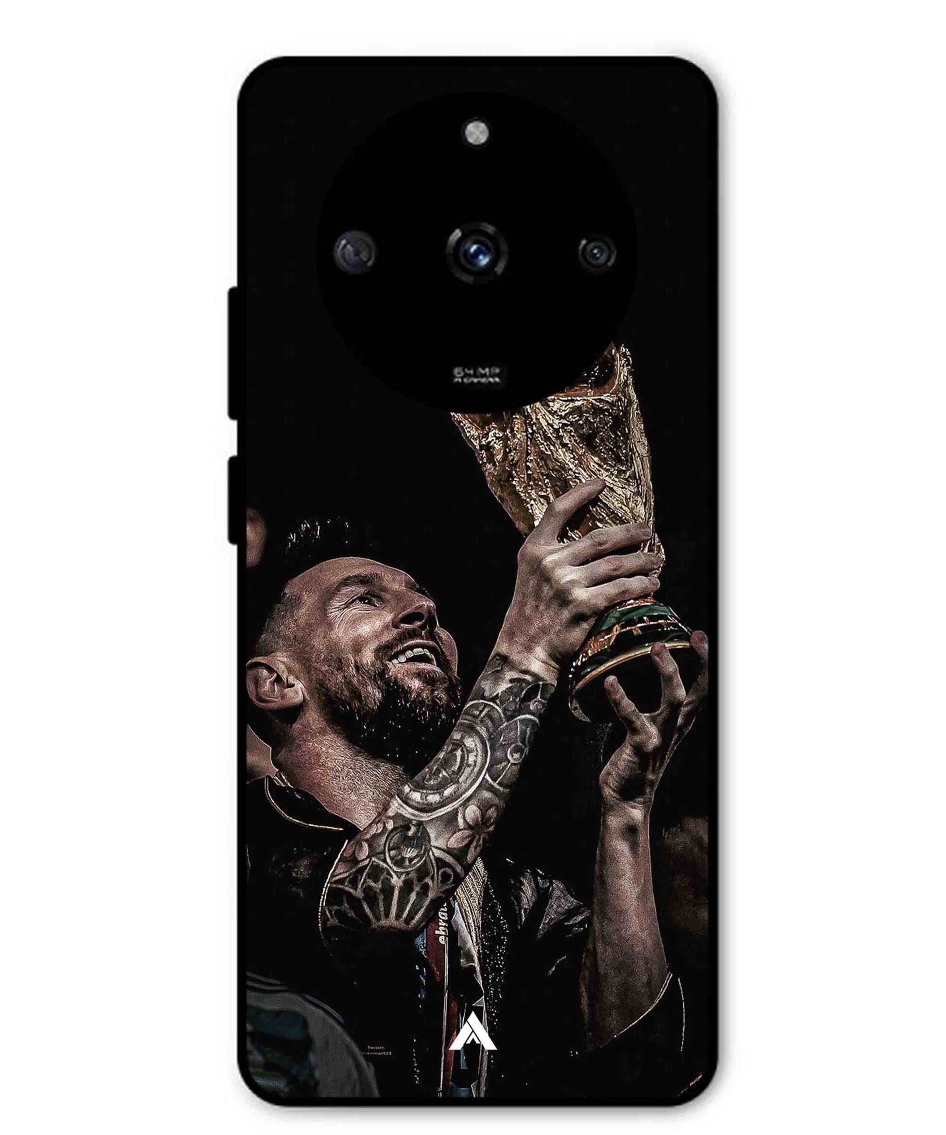 Messi Cup Football Aesthetic Metal Back Cover Phone Case for Realme Narzo 60