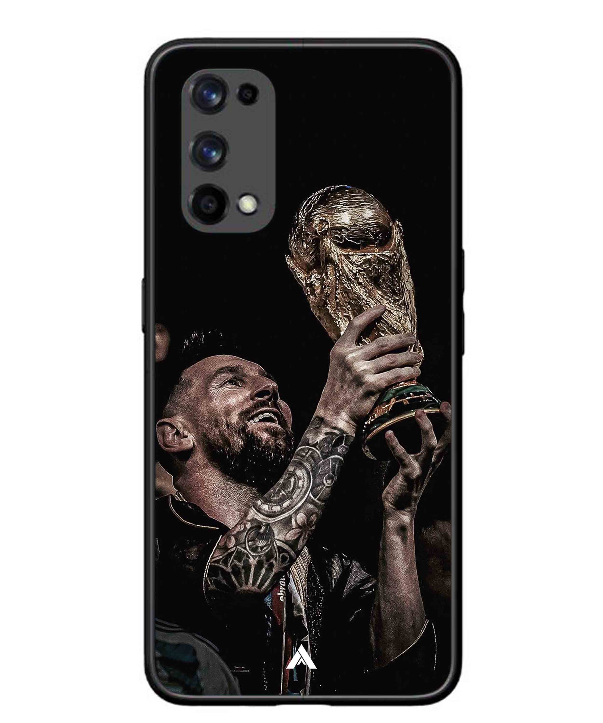 Messi Cup Football Aesthetic Metal Back Cover Phone Case for Realme X7 Pro