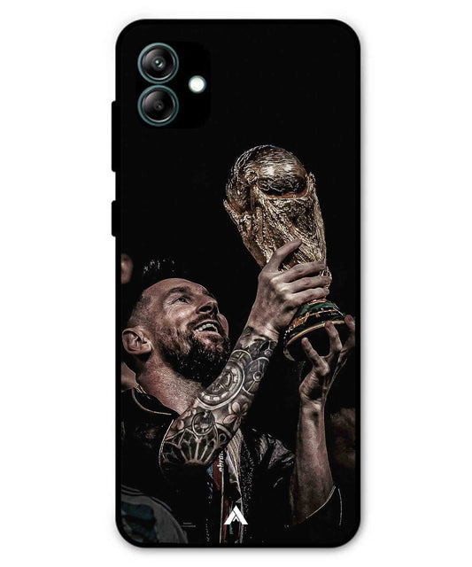 Messi Cup Football Aesthetic Metal Back Cover Phone Case for Samsung Galaxy A04