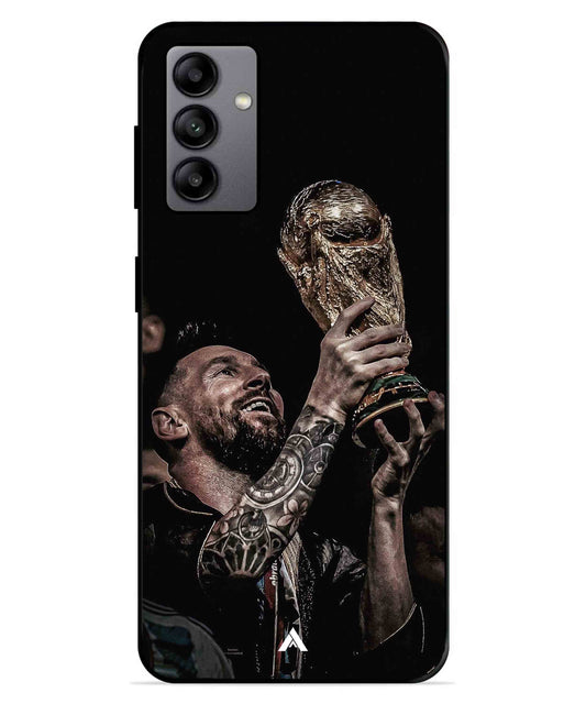 Messi Cup Football Aesthetic Metal Back Cover Phone Case for Samsung Galaxy A04s