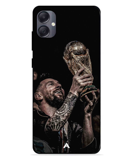 Messi Cup Football Aesthetic Metal Back Cover Phone Case for Samsung Galaxy A05