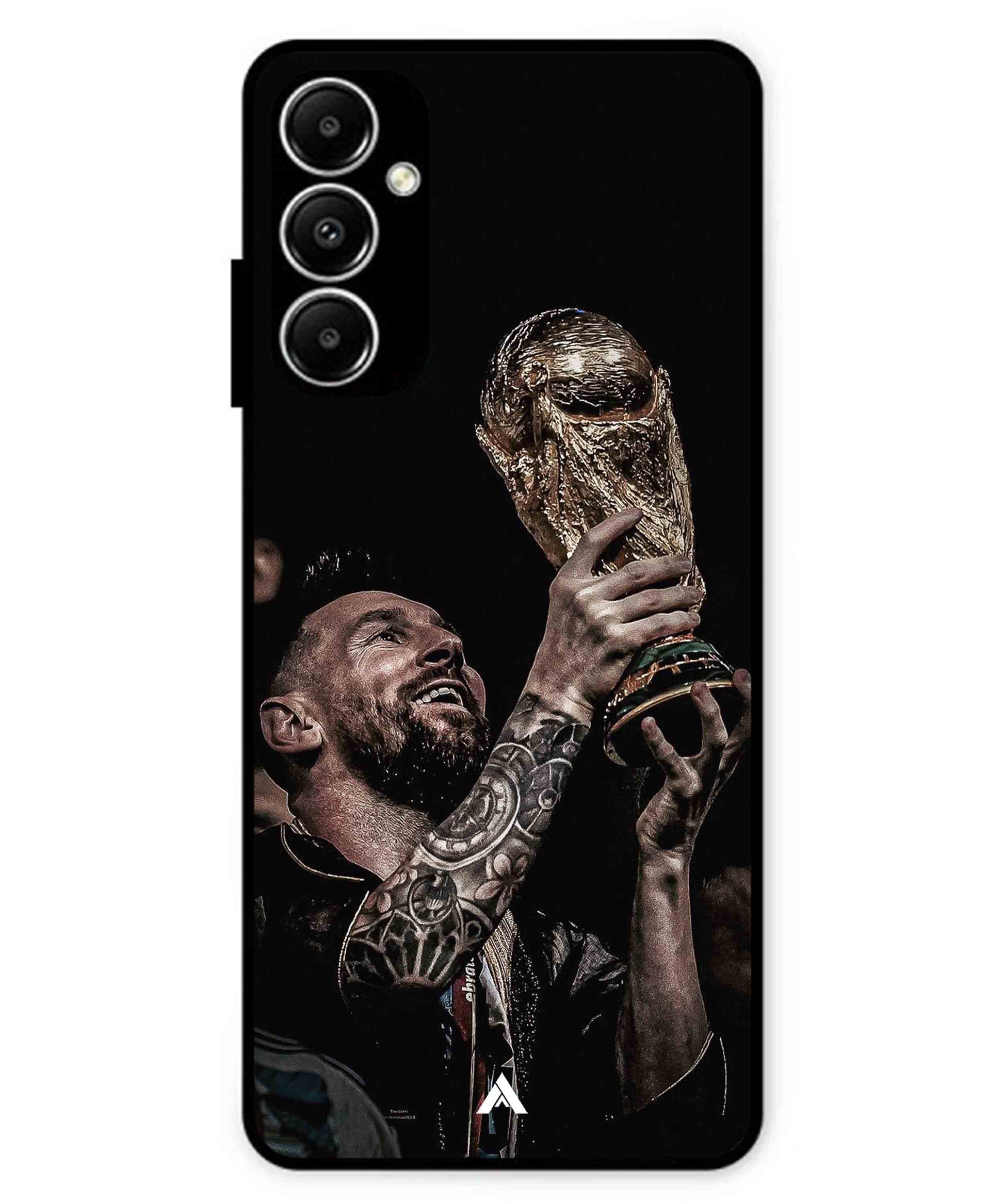Messi Cup Football Aesthetic Metal Back Cover Phone Case for Samsung Galaxy A05s