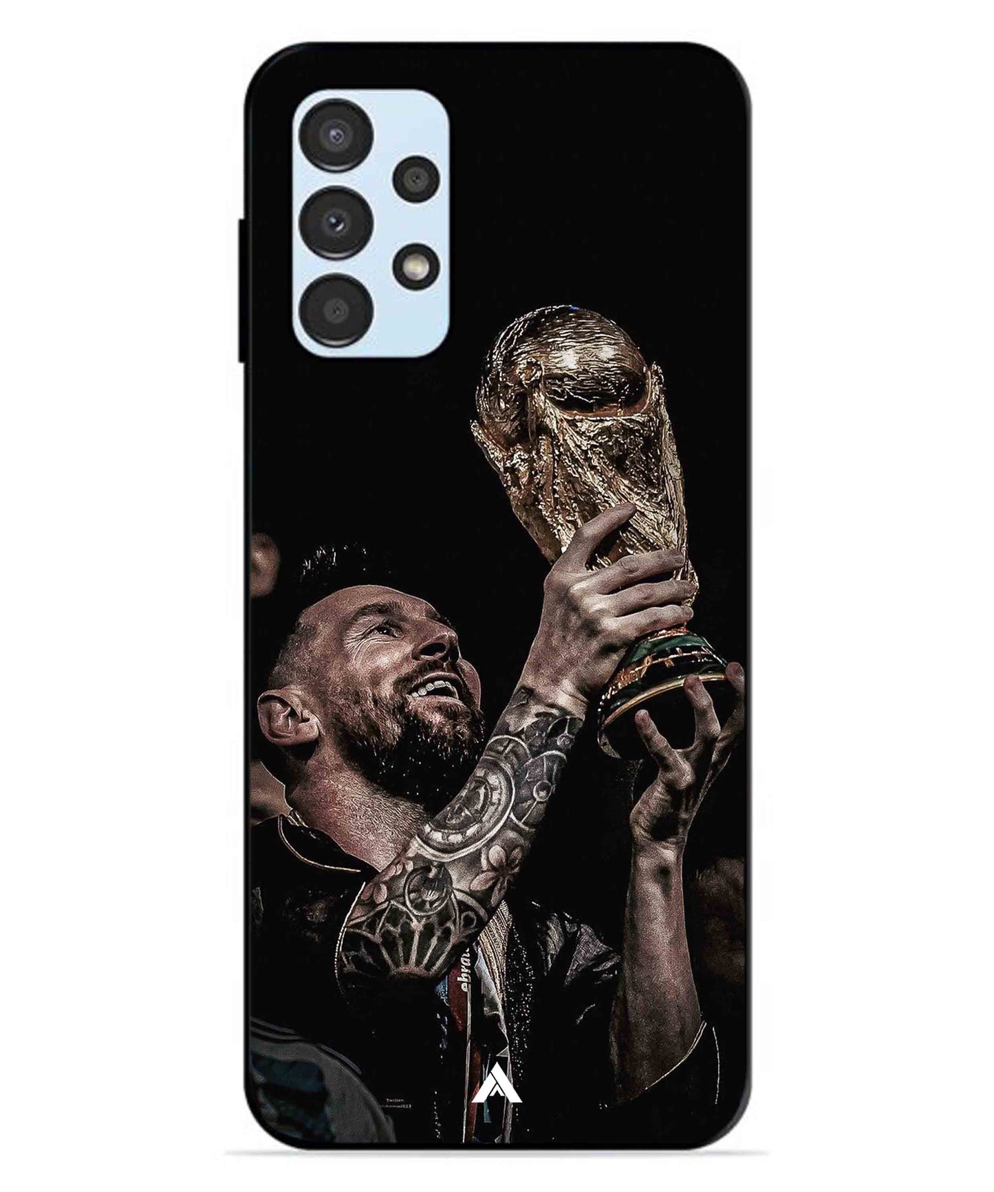Messi Cup Football Aesthetic Metal Back Cover Phone Case for Samsung Galaxy A13 4G