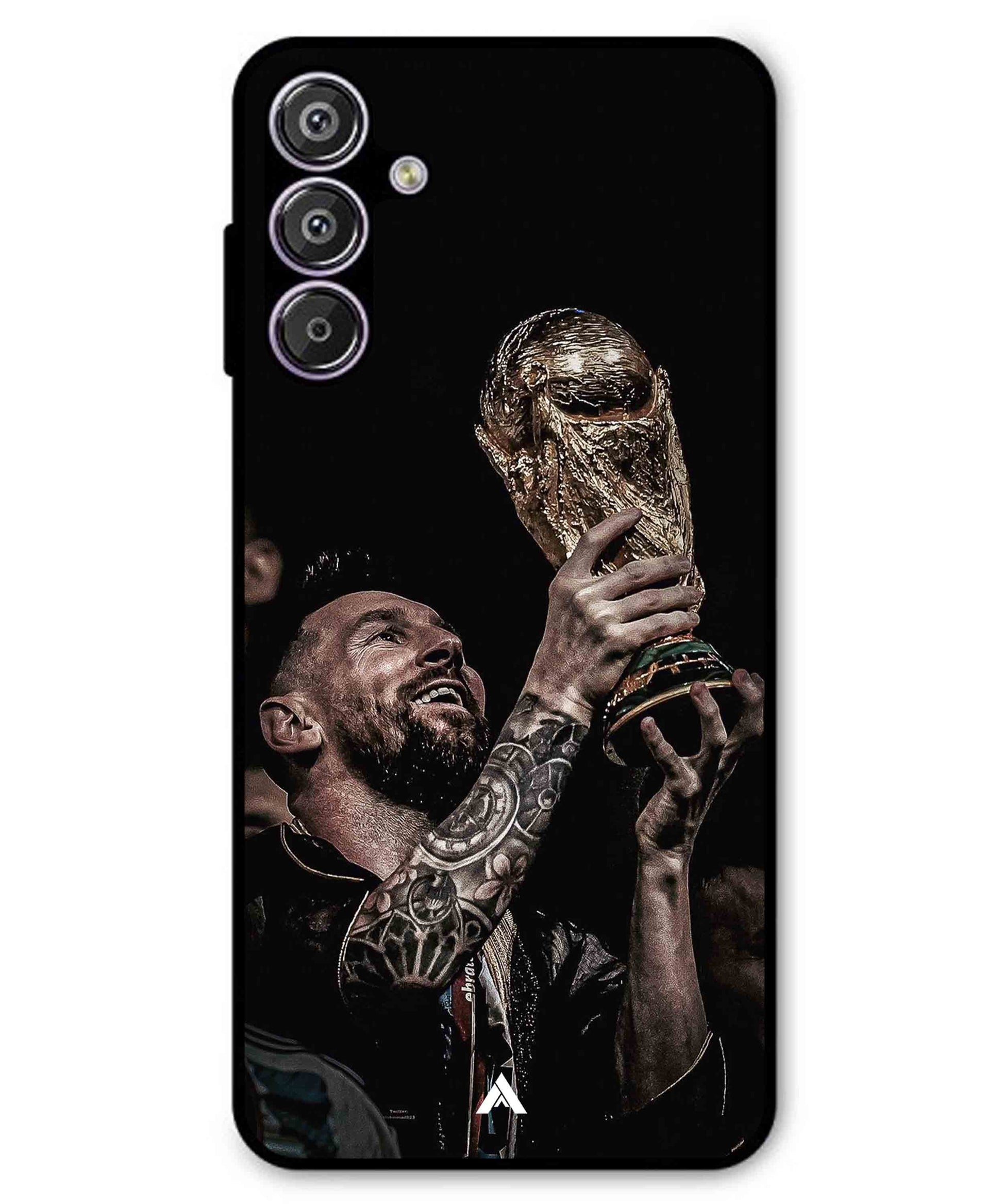 Messi Cup Football Aesthetic Metal Back Cover Phone Case for Samsung Galaxy A13 5G