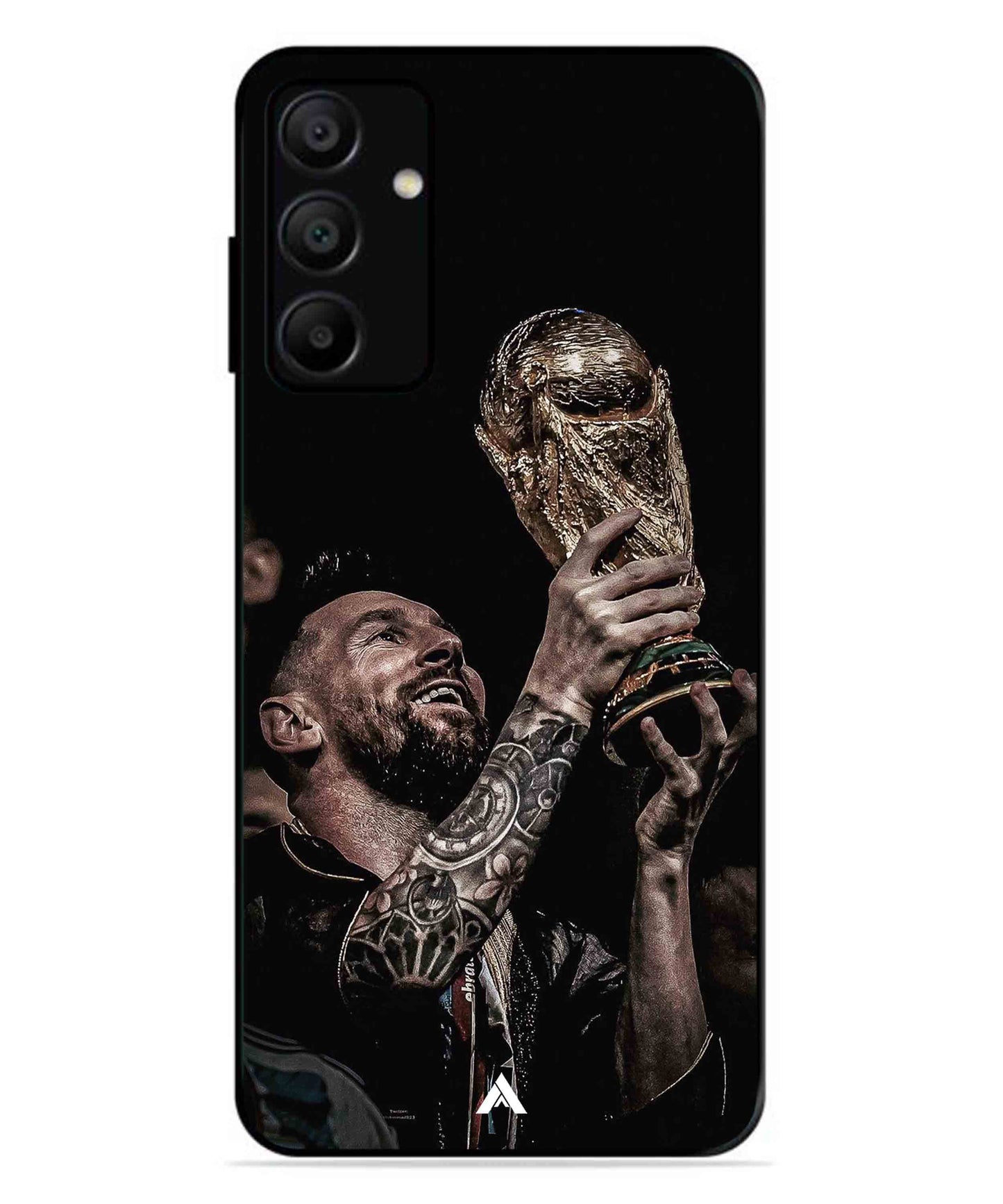 Messi Cup Football Aesthetic Metal Back Cover Phone Case for Samsung Galaxy A15 5G