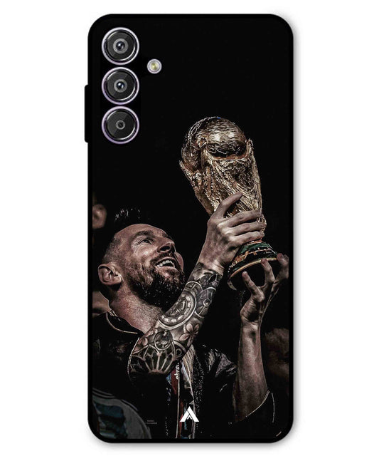 Messi Cup Football Aesthetic Metal Back Cover Phone Case for Samsung Galaxy A25