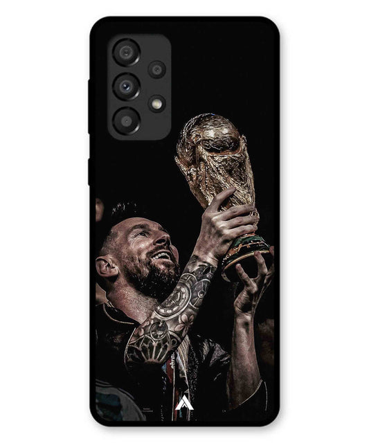 Messi Cup Football Aesthetic Metal Back Cover Phone Case for Samsung Galaxy A33 5G