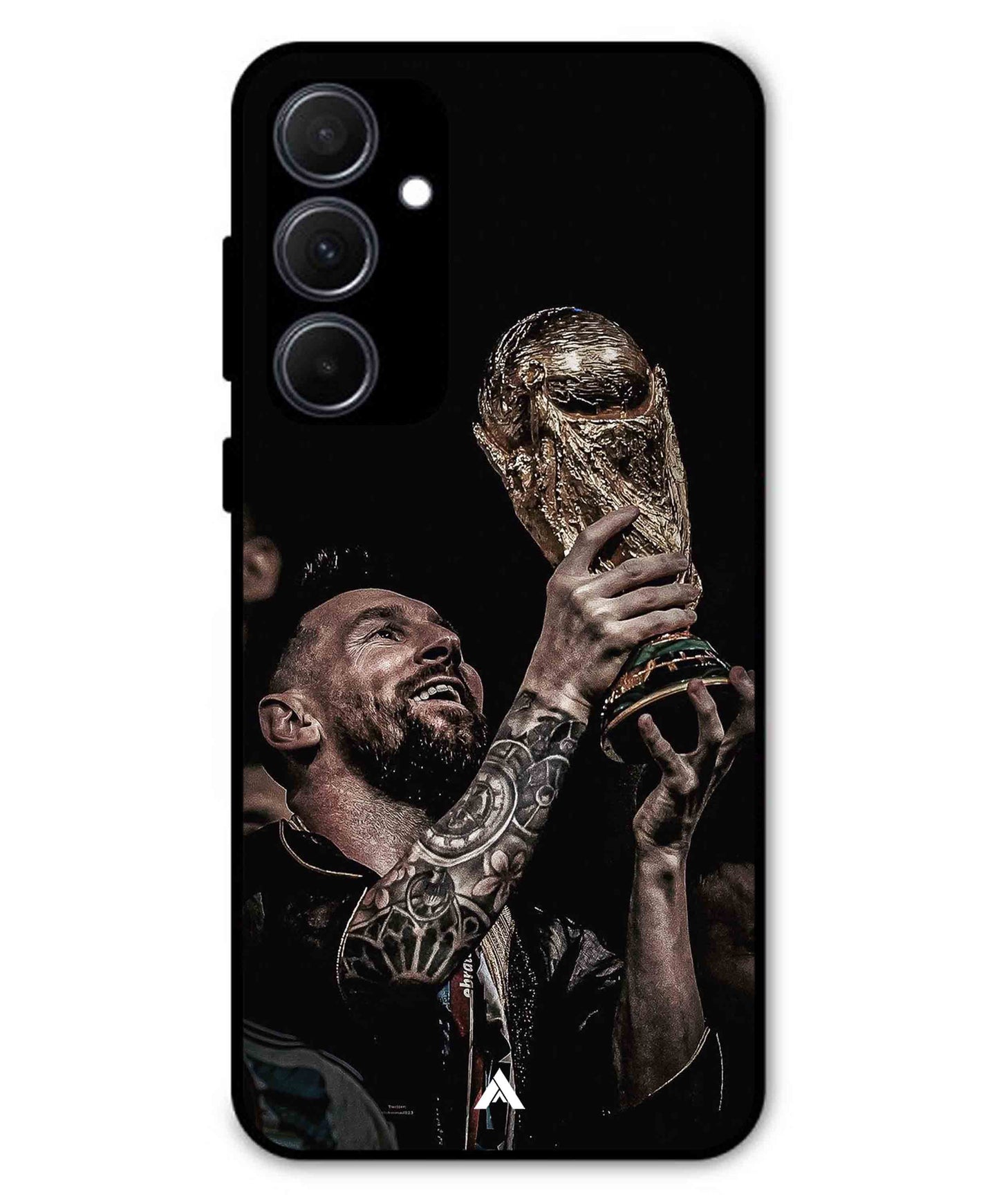 Messi Cup Football Aesthetic Metal Back Cover Phone Case for Samsung Galaxy A35