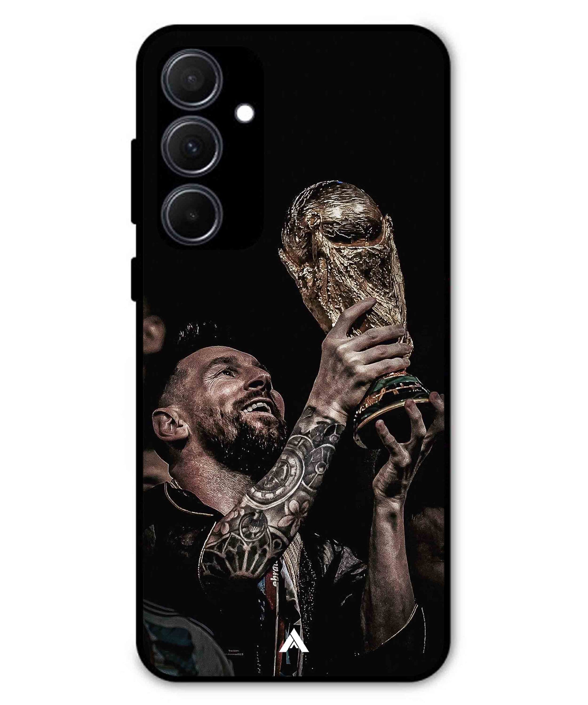 Messi Cup Football Aesthetic Metal Back Cover Phone Case for Samsung Galaxy A35