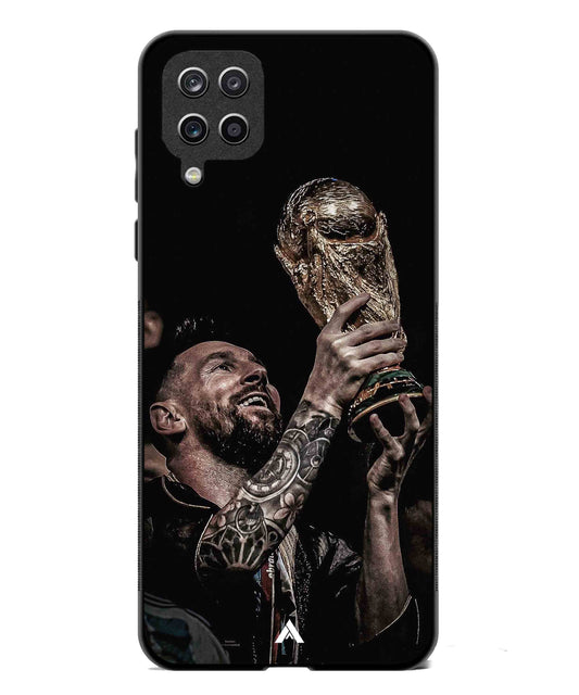 Messi Cup Football Aesthetic Metal Back Cover Phone Case for Samsung Galaxy A42
