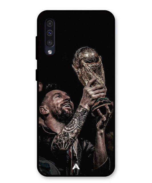 Messi Cup Football Aesthetic Metal Back Cover Phone Case for Samsung Galaxy A50