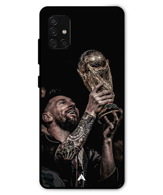 Messi Cup Football Aesthetic Metal Back Cover Phone Case for Samsung Galaxy A51